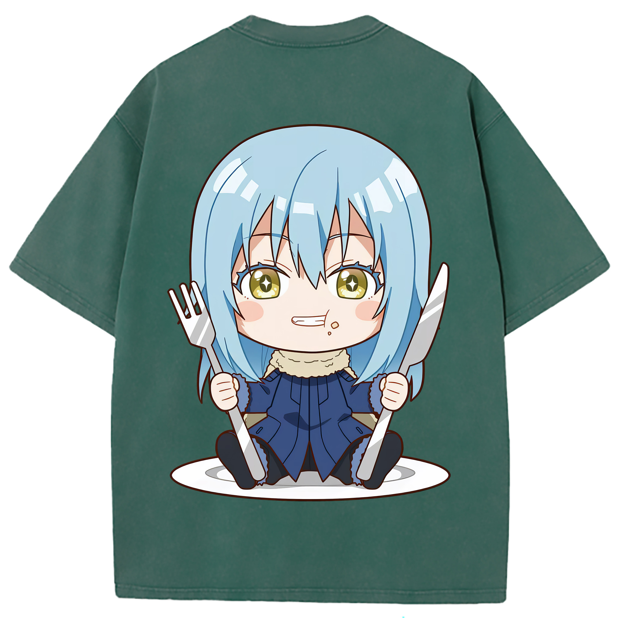 （画像用） 転スラ Regarding Reincarnated to Slime 綿100% ヴィンテージ風 半袖Tシャツ（背面プリント）